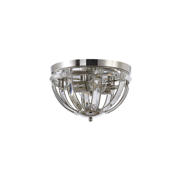 Nelson Lighting NL84269 Char 2 Light Ceiling Light Polished Nickel Clear