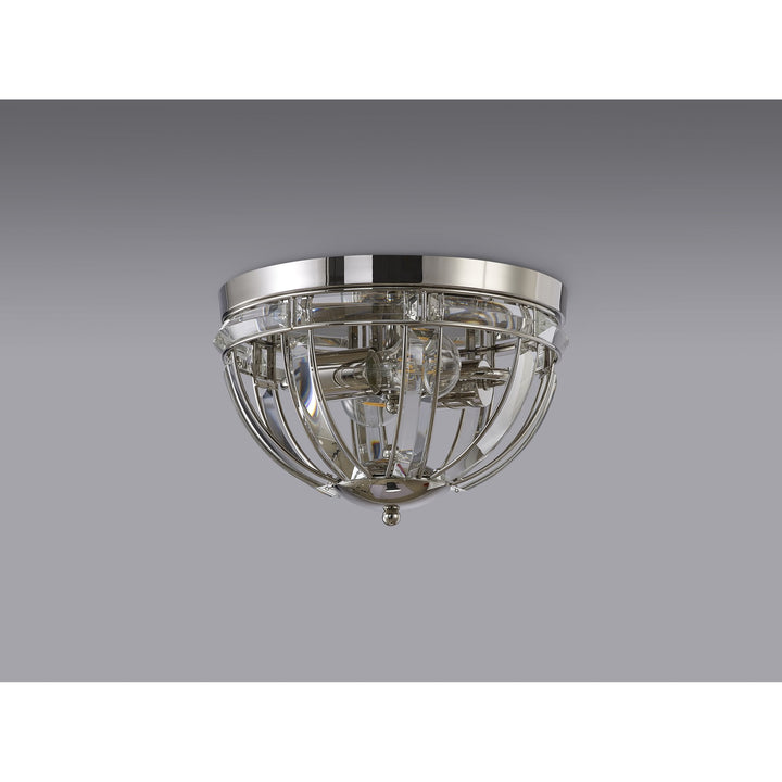 Nelson Lighting NL84269 Char 2 Light Ceiling Light Polished Nickel Clear