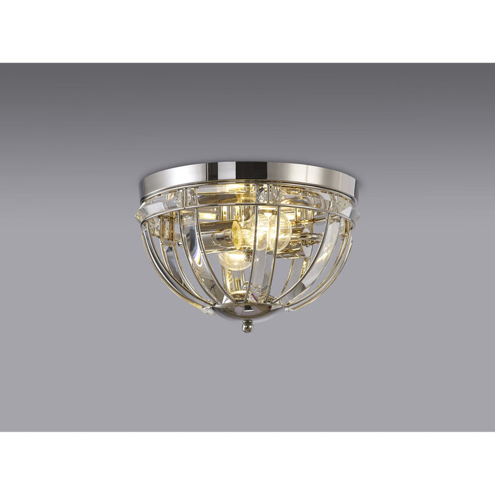 Nelson Lighting NL84269 Char 2 Light Ceiling Light Polished Nickel Clear