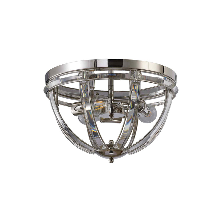 Nelson Lighting NL86389 Char 3 Light Flush Ceiling Light Polished Nickel Clear