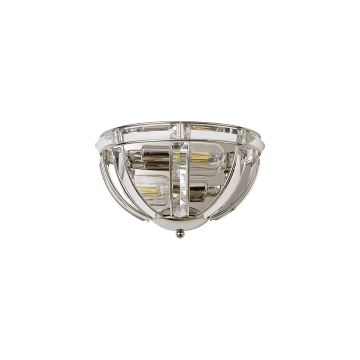 Nelson Lighting NL87569 Char 2 Light Wall Light Polished Nickel Clear