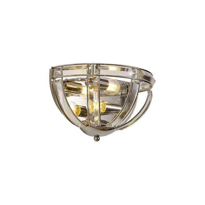 Nelson Lighting NL87569 Char 2 Light Wall Light Polished Nickel Clear