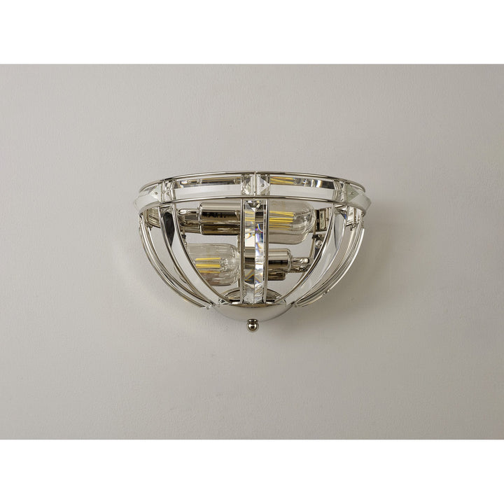 Nelson Lighting NL87569 Char 2 Light Wall Light Polished Nickel Clear