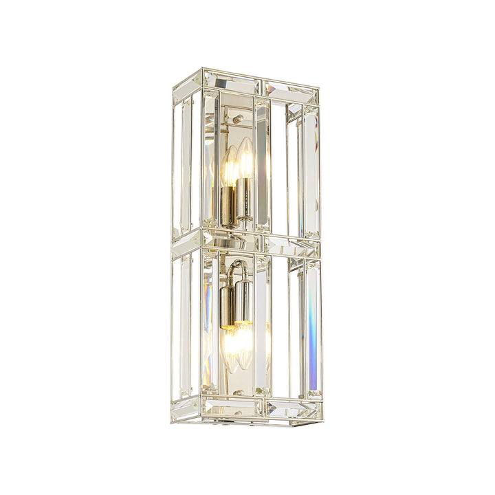 Nelson Lighting NL93989 Char 2 Light Wall Light Polished Nickel Clear