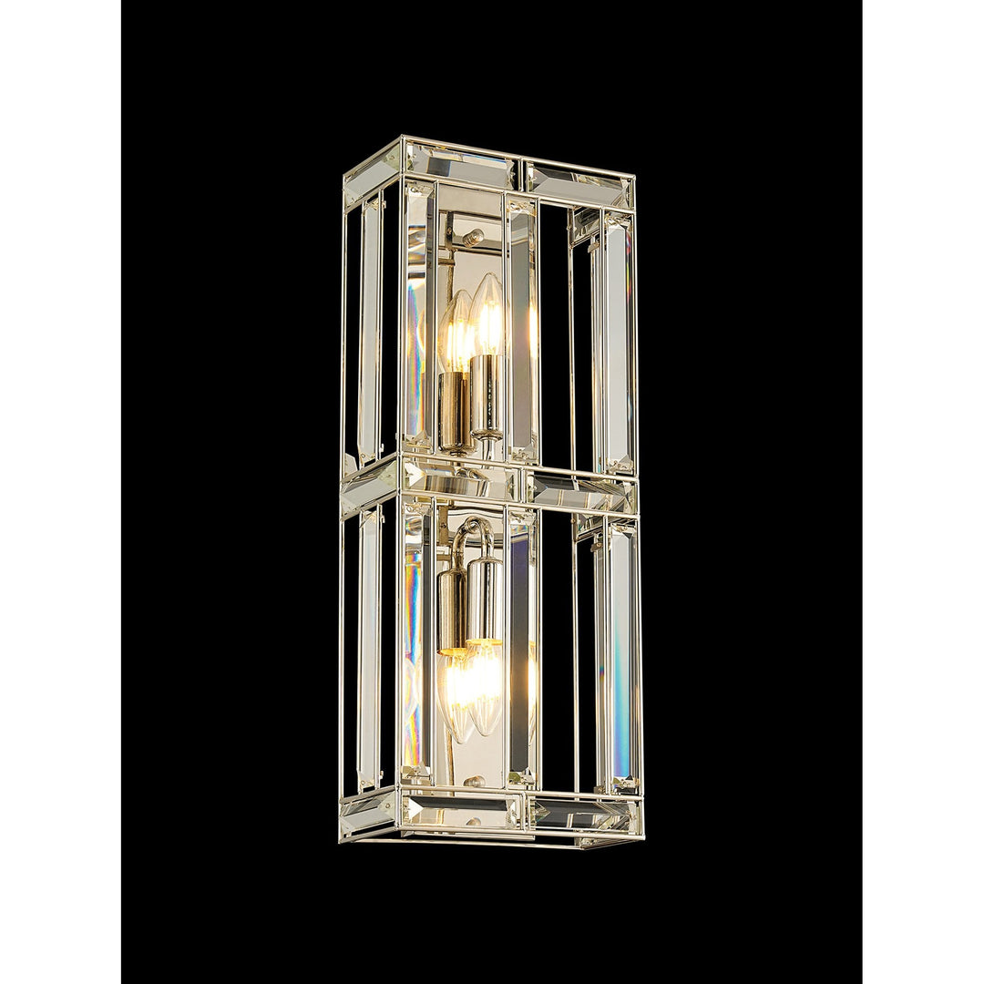 Nelson Lighting NL93989 Char 2 Light Wall Light Polished Nickel Clear