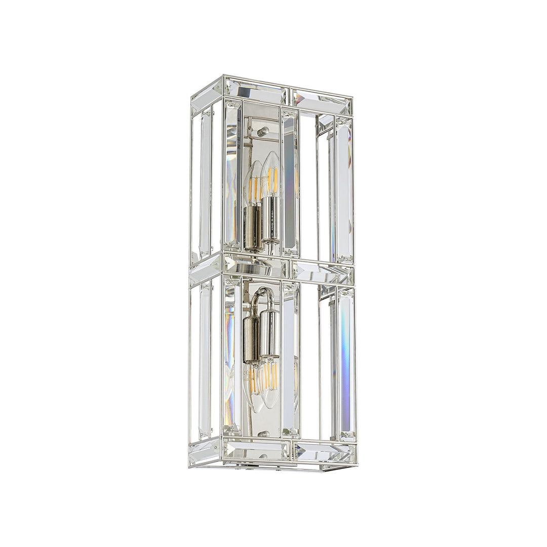 Nelson Lighting NL93989 Char 2 Light Wall Light Polished Nickel Clear