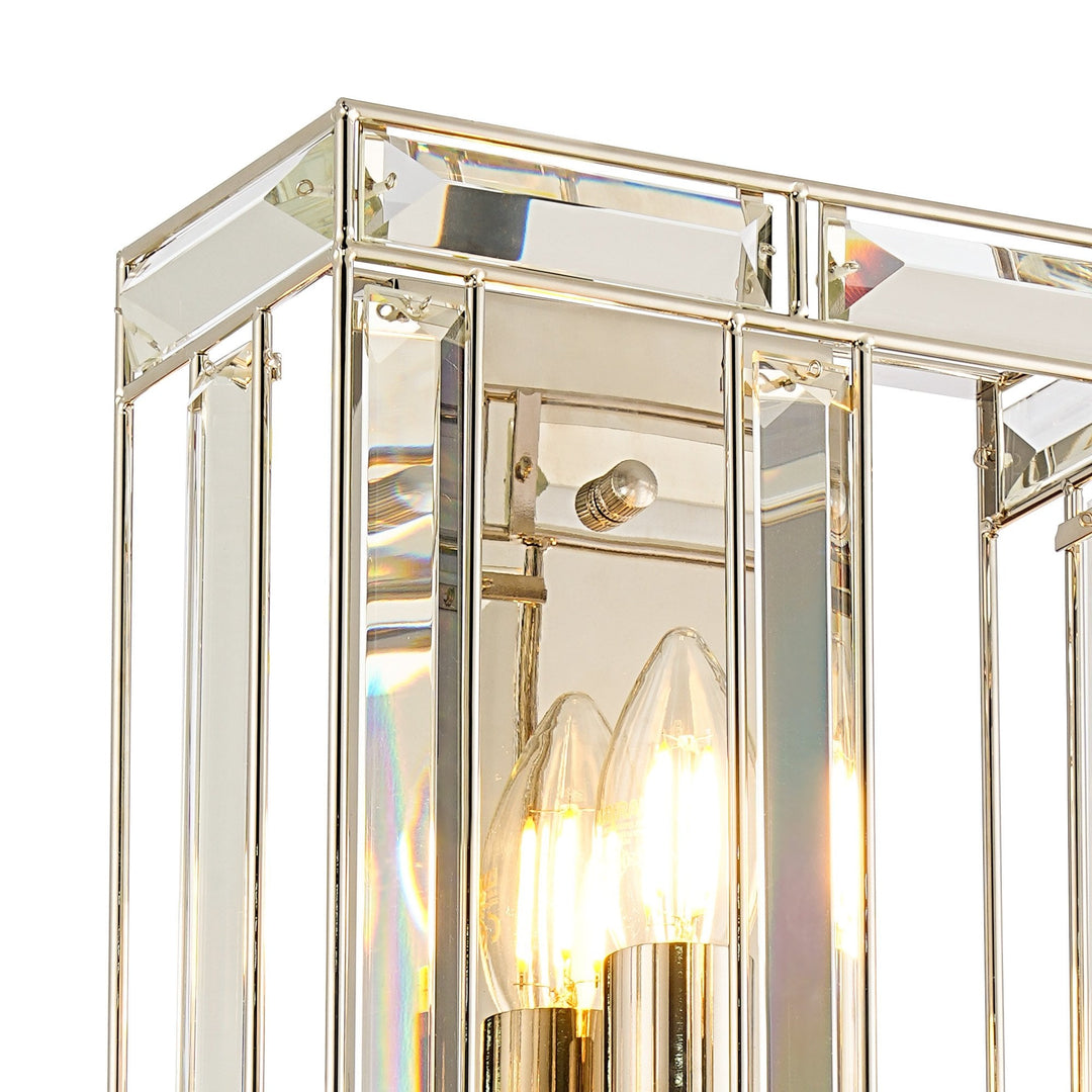 Nelson Lighting NL93989 Char 2 Light Wall Light Polished Nickel Clear