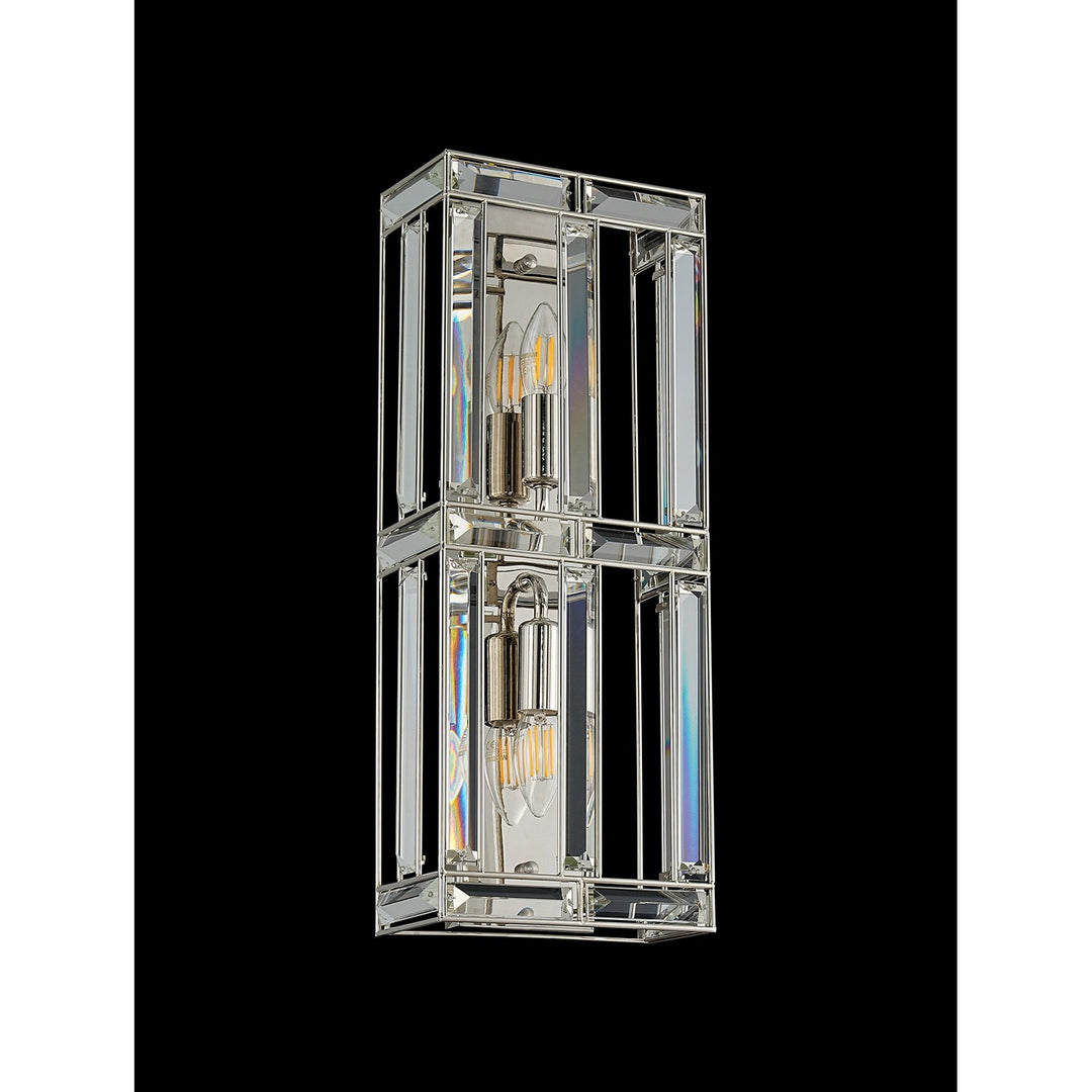 Nelson Lighting NL93989 Char 2 Light Wall Light Polished Nickel Clear