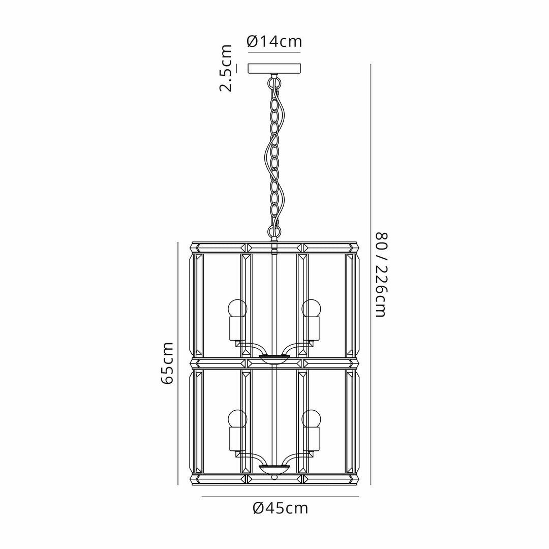 Nelson Lighting NL99909 Char 8 Light Round Pendant Polished Nickel Clear