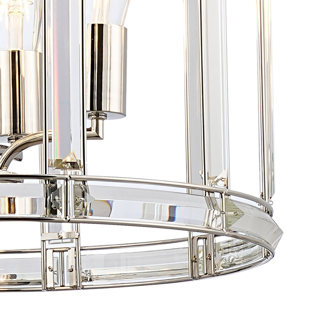 Nelson Lighting NL99909 Char 8 Light Round Pendant Polished Nickel Clear