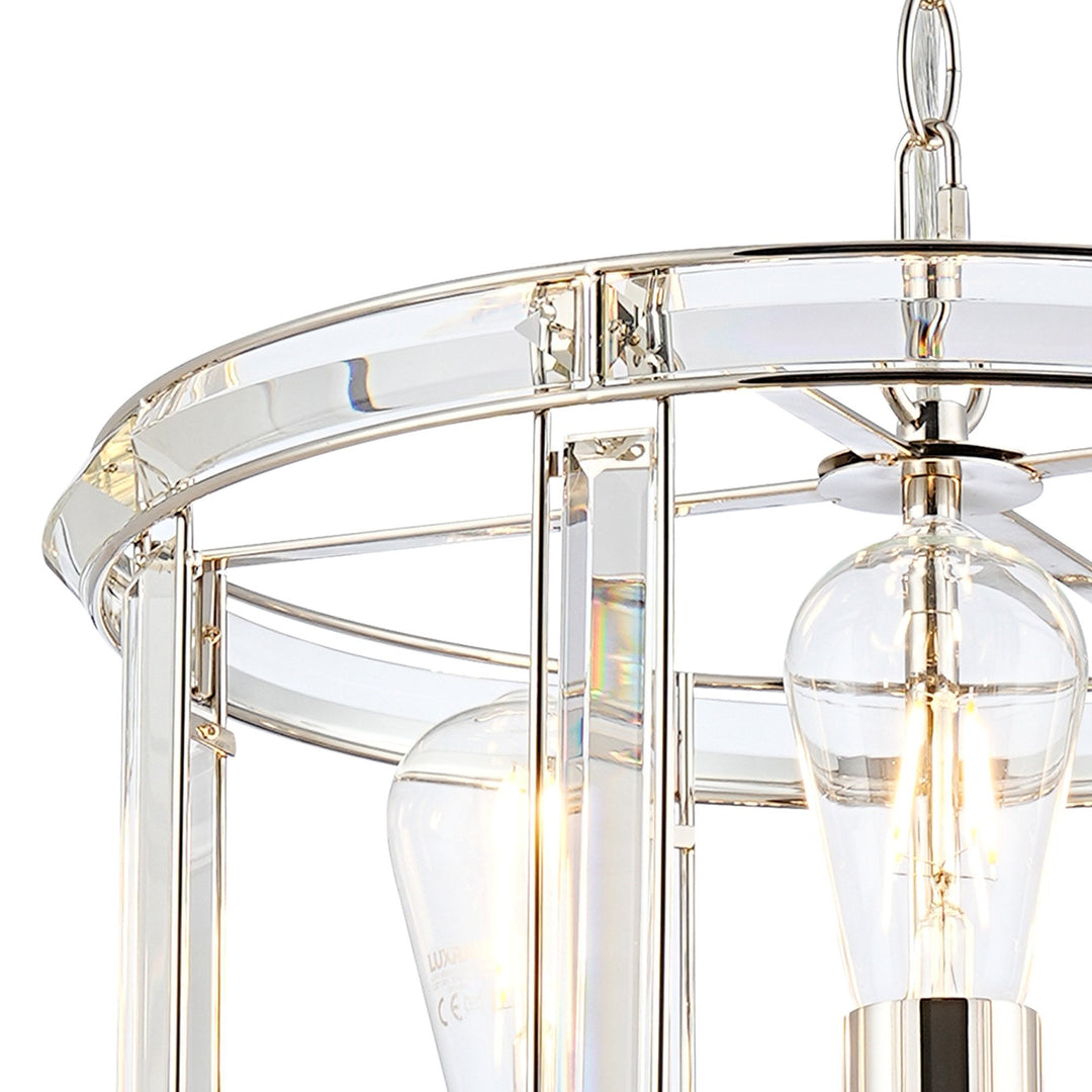 Nelson Lighting NL99919 Char 6 Light Round Pendant Polished Nickel Clear