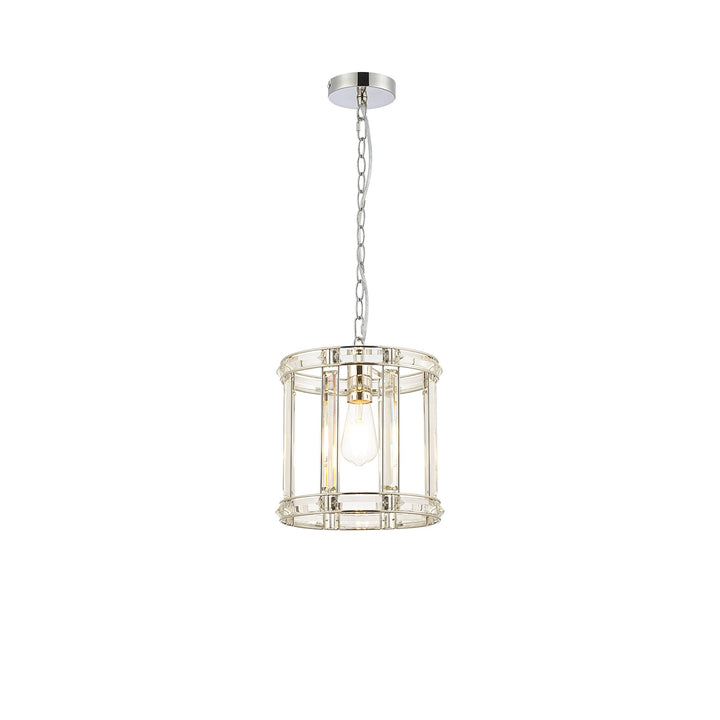 Nelson Lighting NL99929 Char 1 Light Round Pendant Polished Nickel Clear