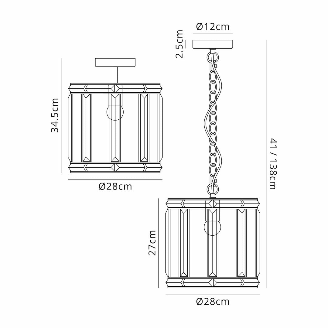 Nelson Lighting NL99929 Char 1 Light Round Pendant Polished Nickel Clear