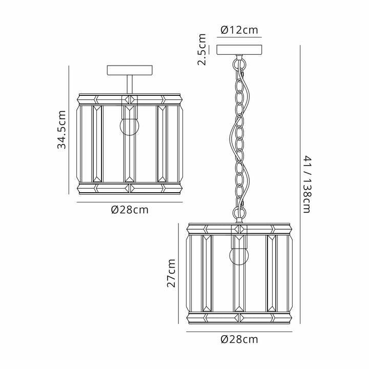 Nelson Lighting NL99929 Char 1 Light Round Pendant Polished Nickel Clear