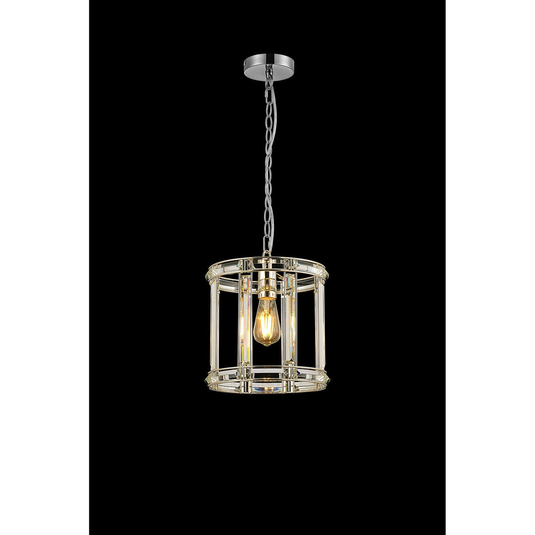 Nelson Lighting NL99929 Char 1 Light Round Pendant Polished Nickel Clear