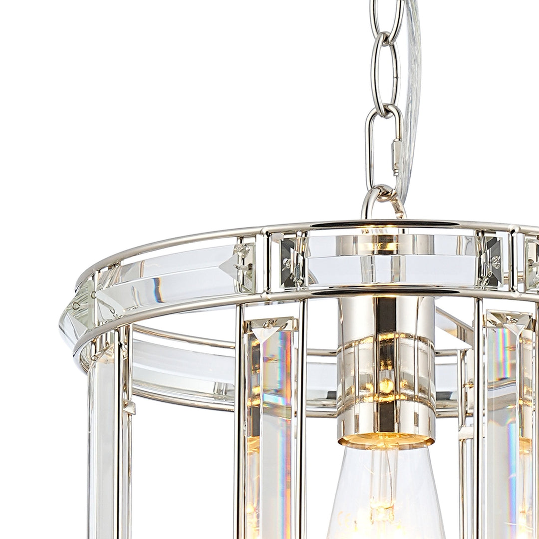 Nelson Lighting NL99929 Char 1 Light Round Pendant Polished Nickel Clear