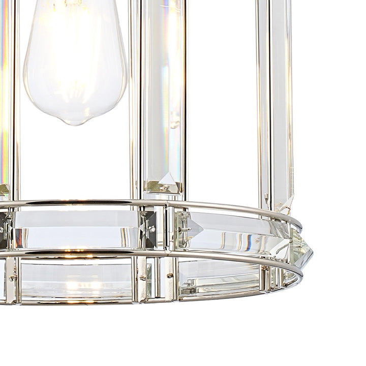 Nelson Lighting NL99929 Char 1 Light Round Pendant Polished Nickel Clear