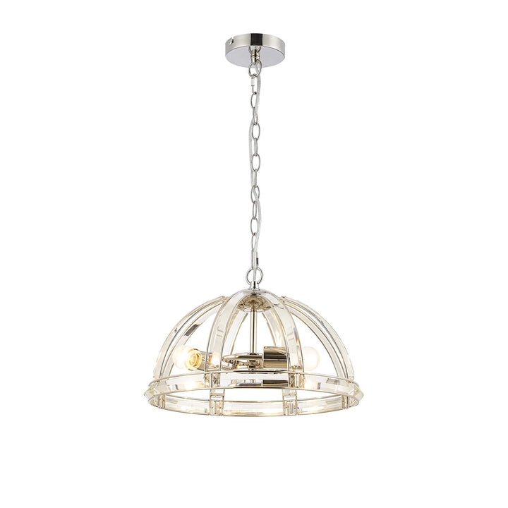 Nelson Lighting NL99939 Char 3 Light Medium Dome Pendant Polished Nickel Clear