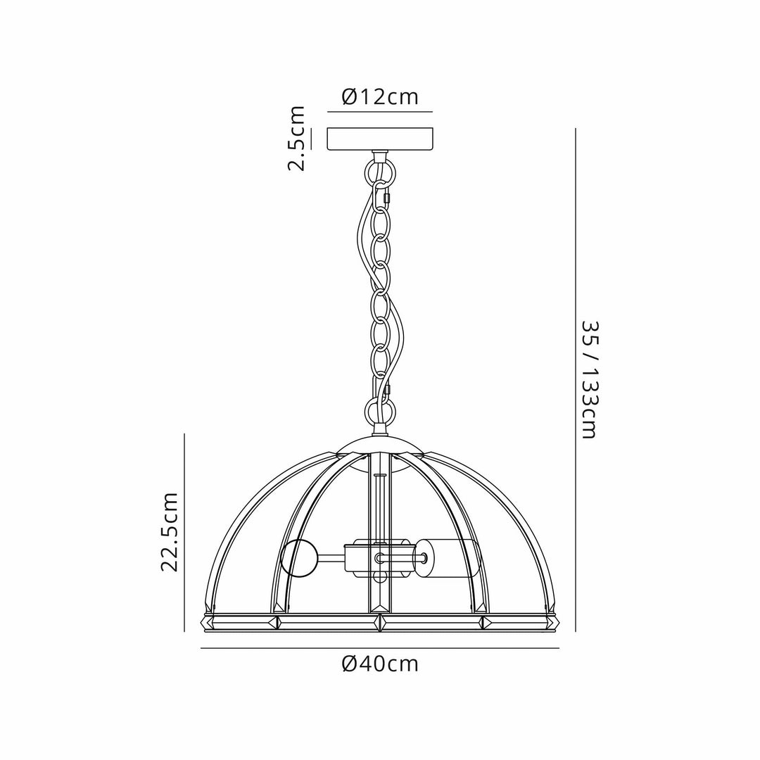 Nelson Lighting NL99939 Char 3 Light Medium Dome Pendant Polished Nickel Clear