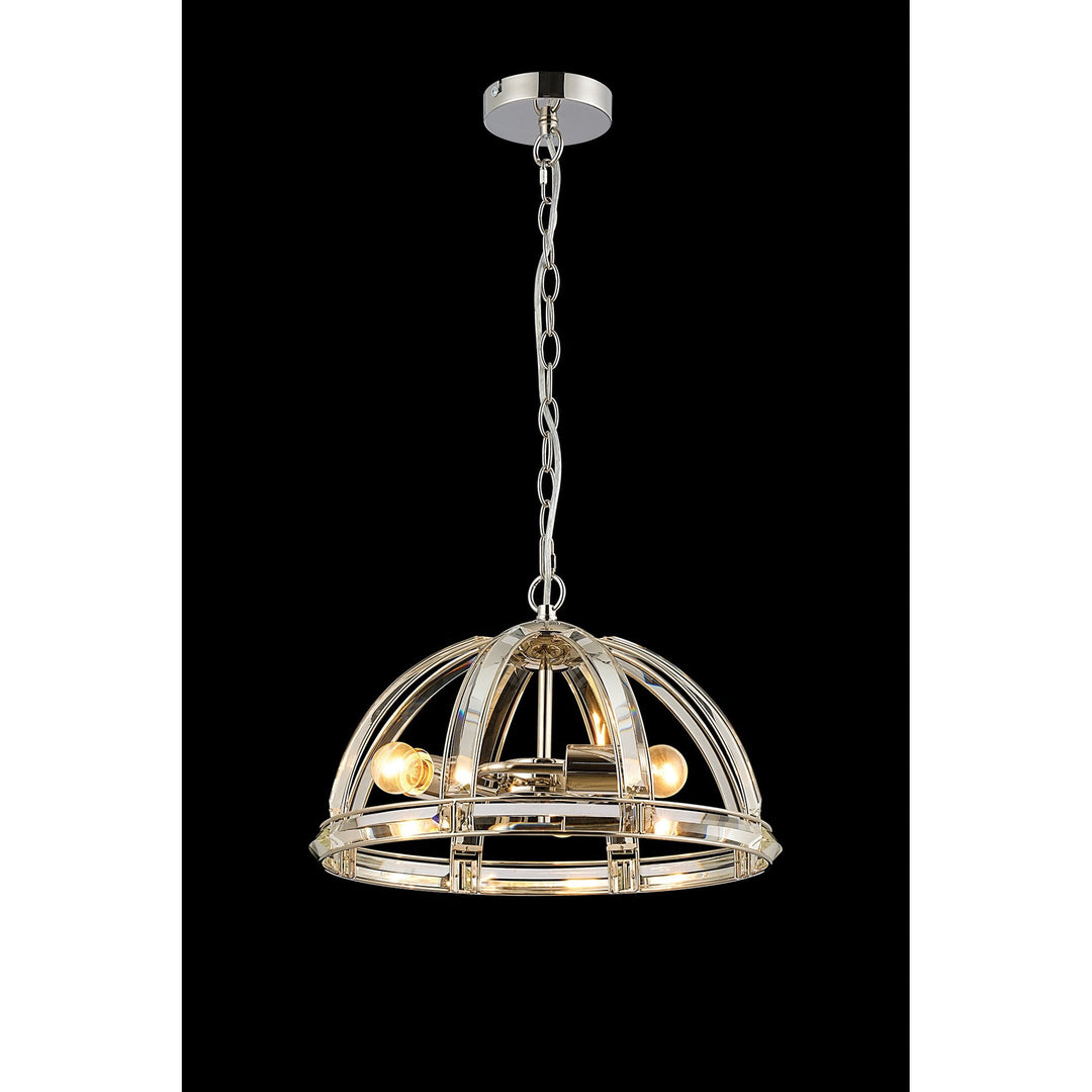 Nelson Lighting NL99939 Char 3 Light Medium Dome Pendant Polished Nickel Clear