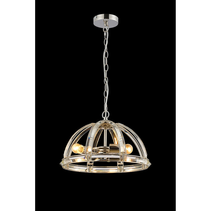 Nelson Lighting NL99939 Char 3 Light Medium Dome Pendant Polished Nickel Clear