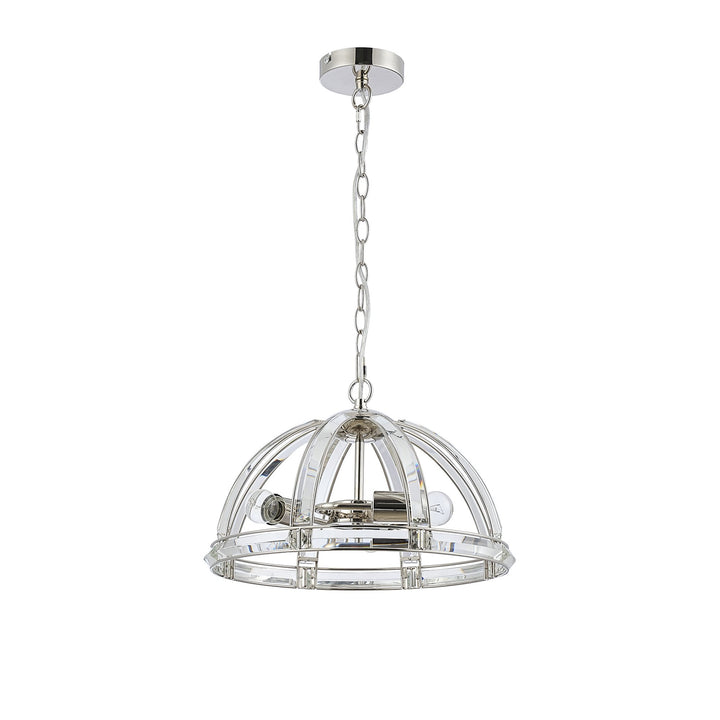 Nelson Lighting NL99939 Char 3 Light Medium Dome Pendant Polished Nickel Clear