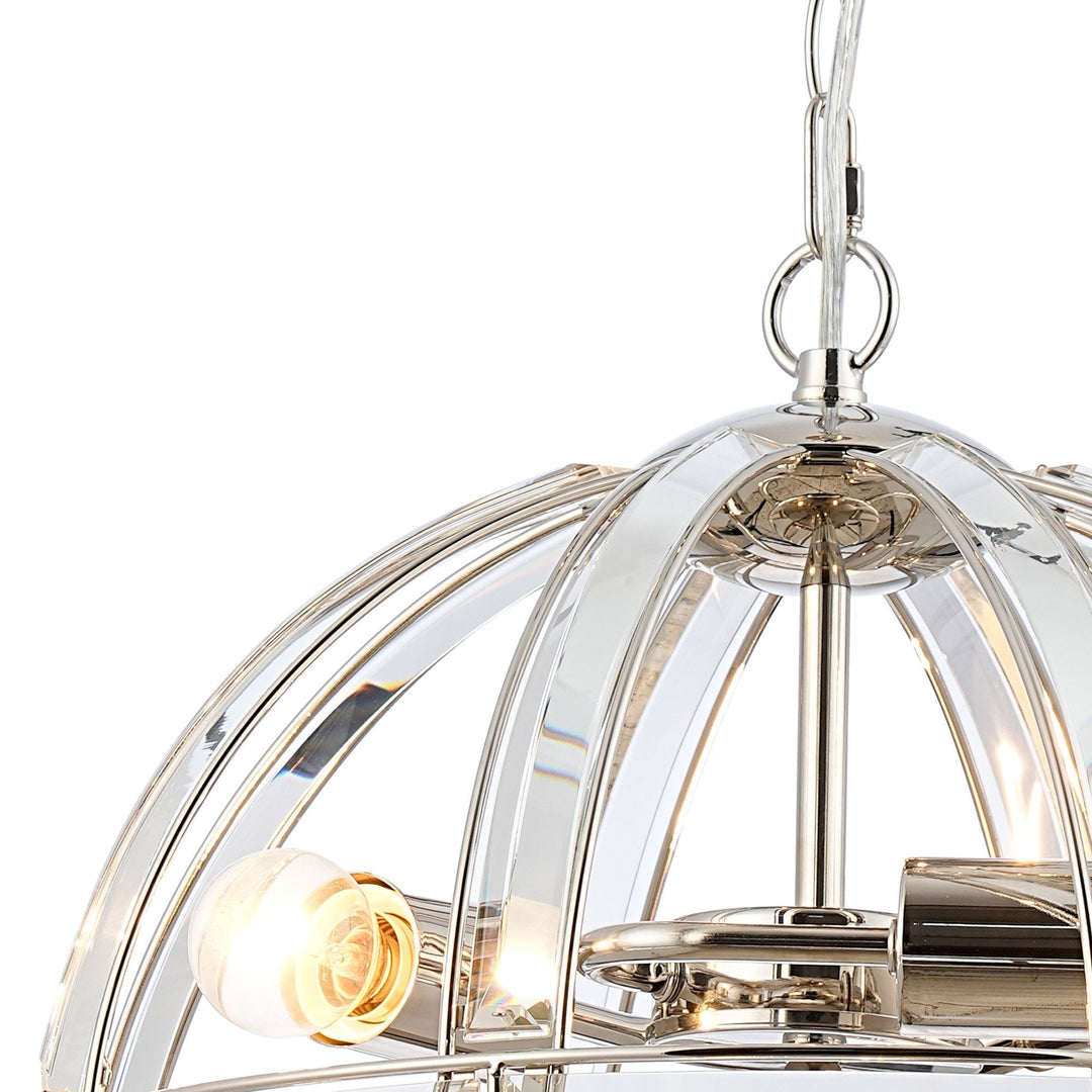 Nelson Lighting NL99939 Char 3 Light Medium Dome Pendant Polished Nickel Clear