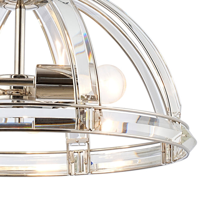 Nelson Lighting NL99939 Char 3 Light Medium Dome Pendant Polished Nickel Clear