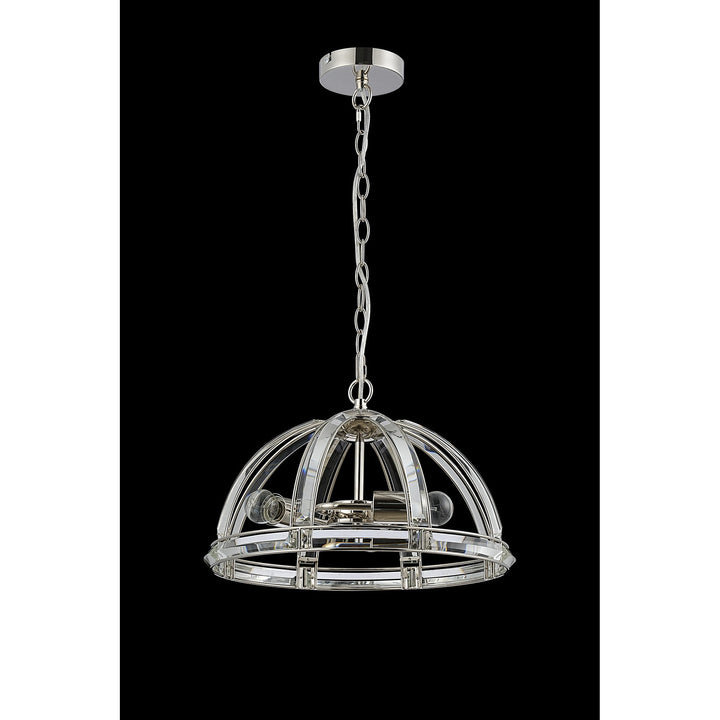 Nelson Lighting NL99939 Char 3 Light Medium Dome Pendant Polished Nickel Clear