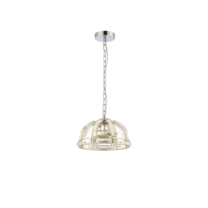 Nelson Lighting NL99949 Char 2 Light Small Dome Pendant Polished Nickel Clear