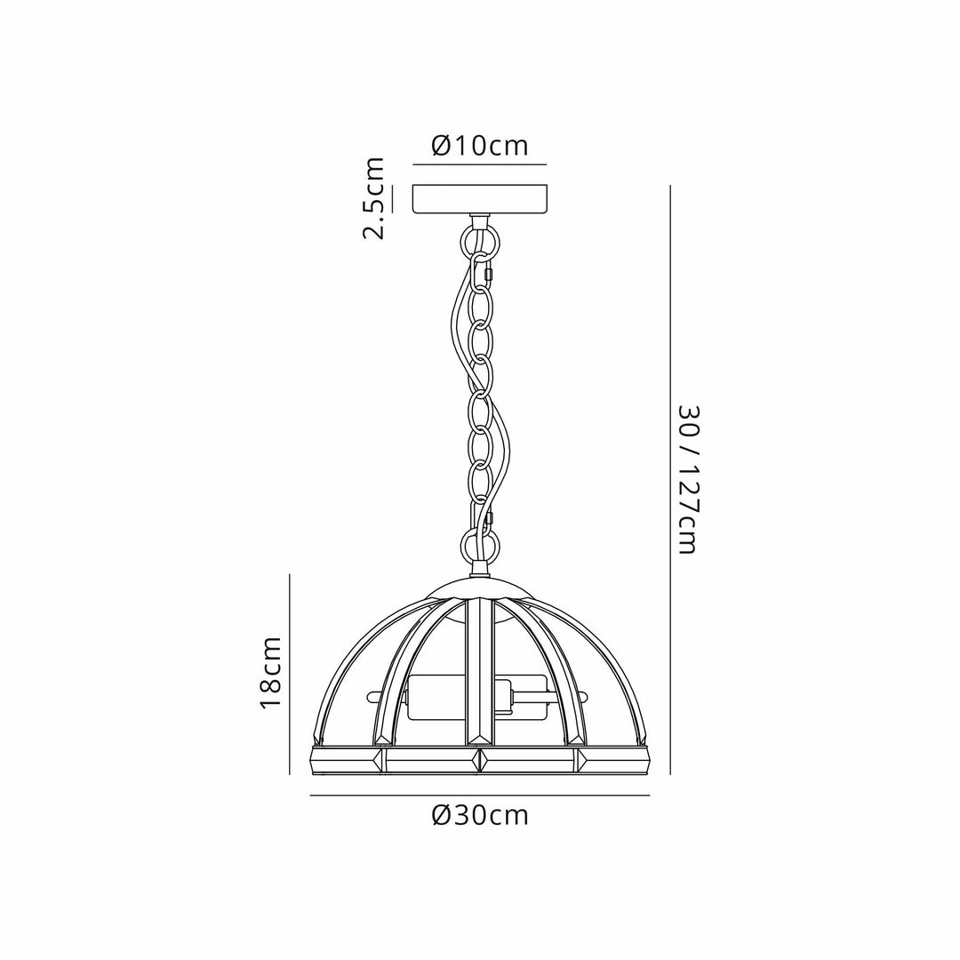 Nelson Lighting NL99949 Char 2 Light Small Dome Pendant Polished Nickel Clear