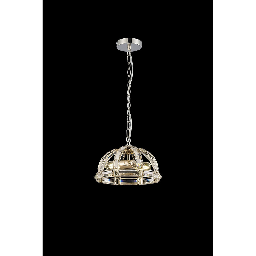 Nelson Lighting NL99949 Char 2 Light Small Dome Pendant Polished Nickel Clear