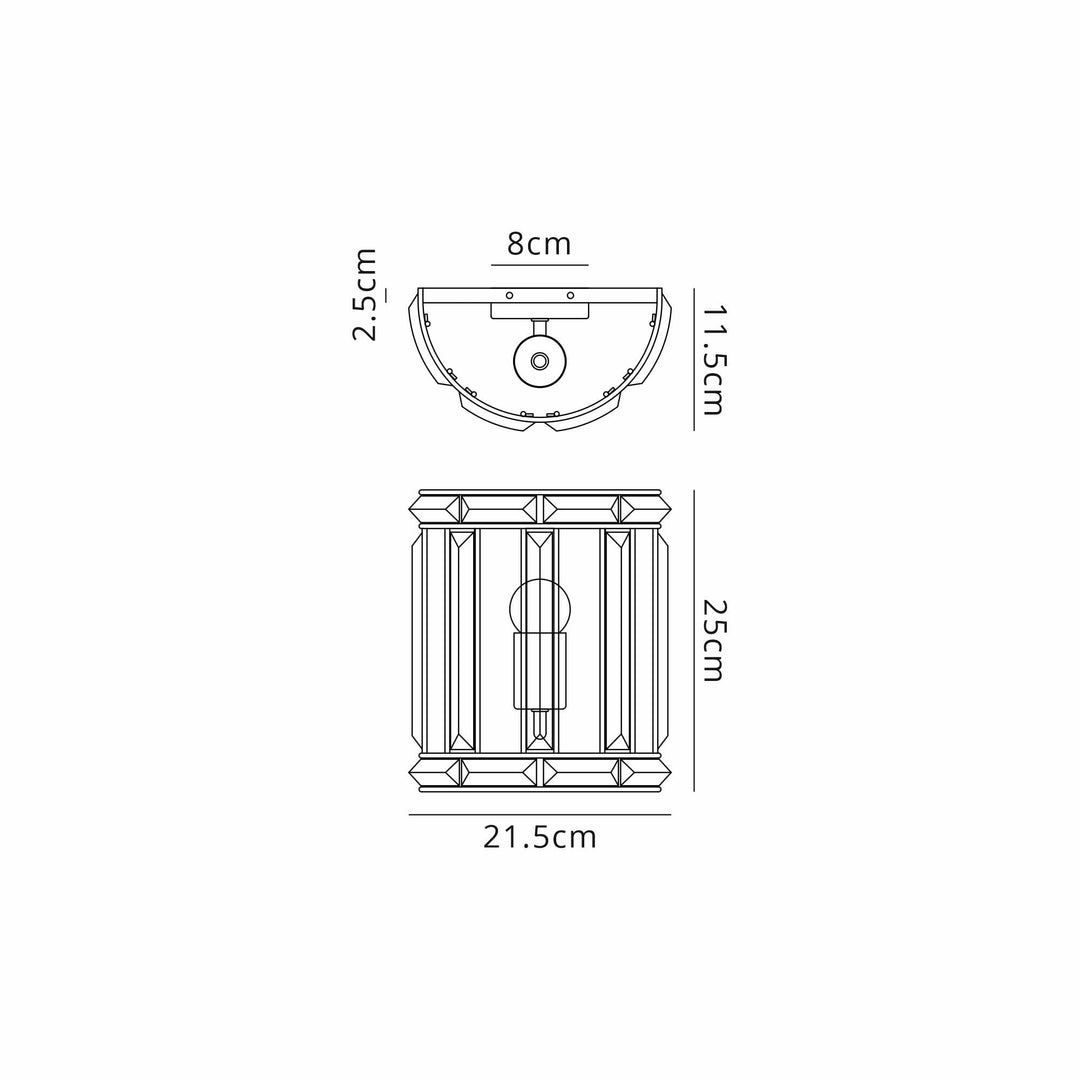 Nelson Lighting NL99959 Char 1 Light Wall Light Polished Nickel Clear