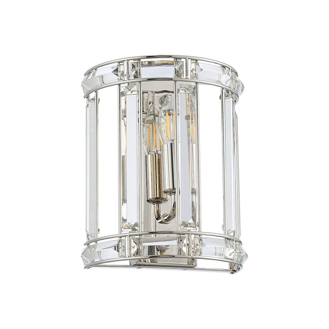 Nelson Lighting NL99959 Char 1 Light Wall Light Polished Nickel Clear