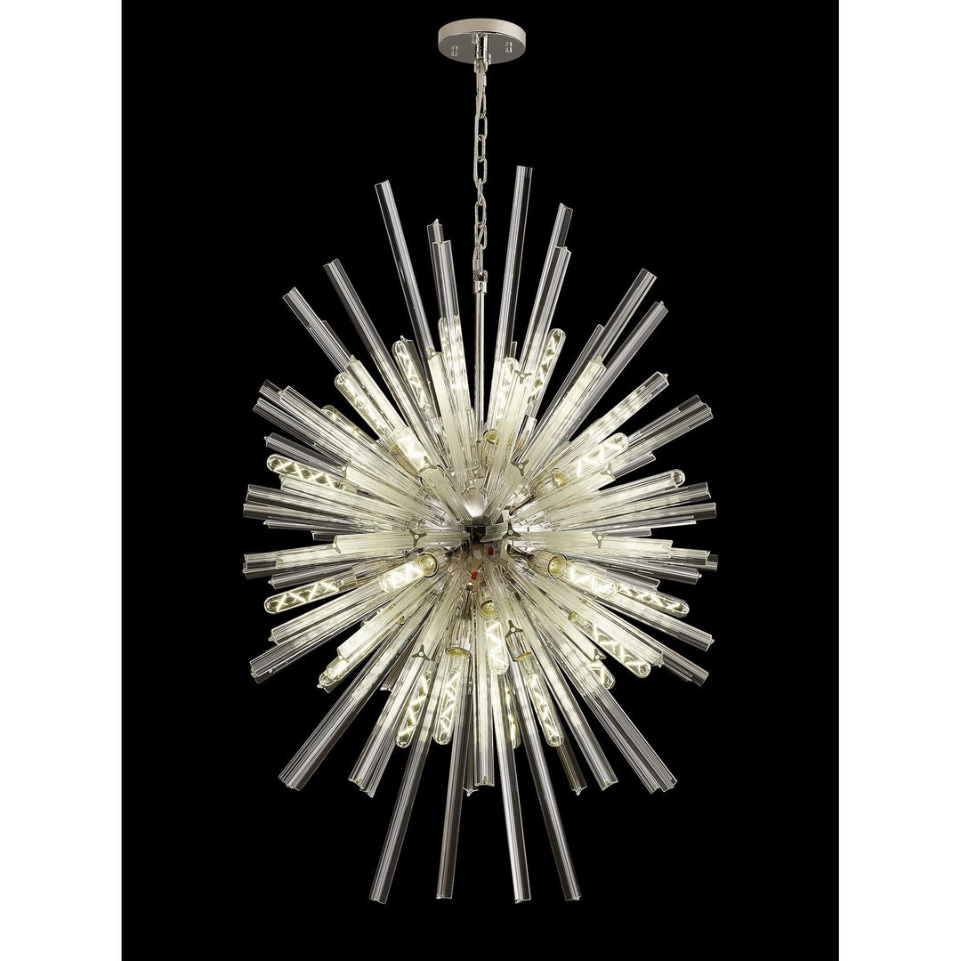 Nelson Lighting NL87599 Clover 32 Light Oval Pendant Polished Nickel Clear