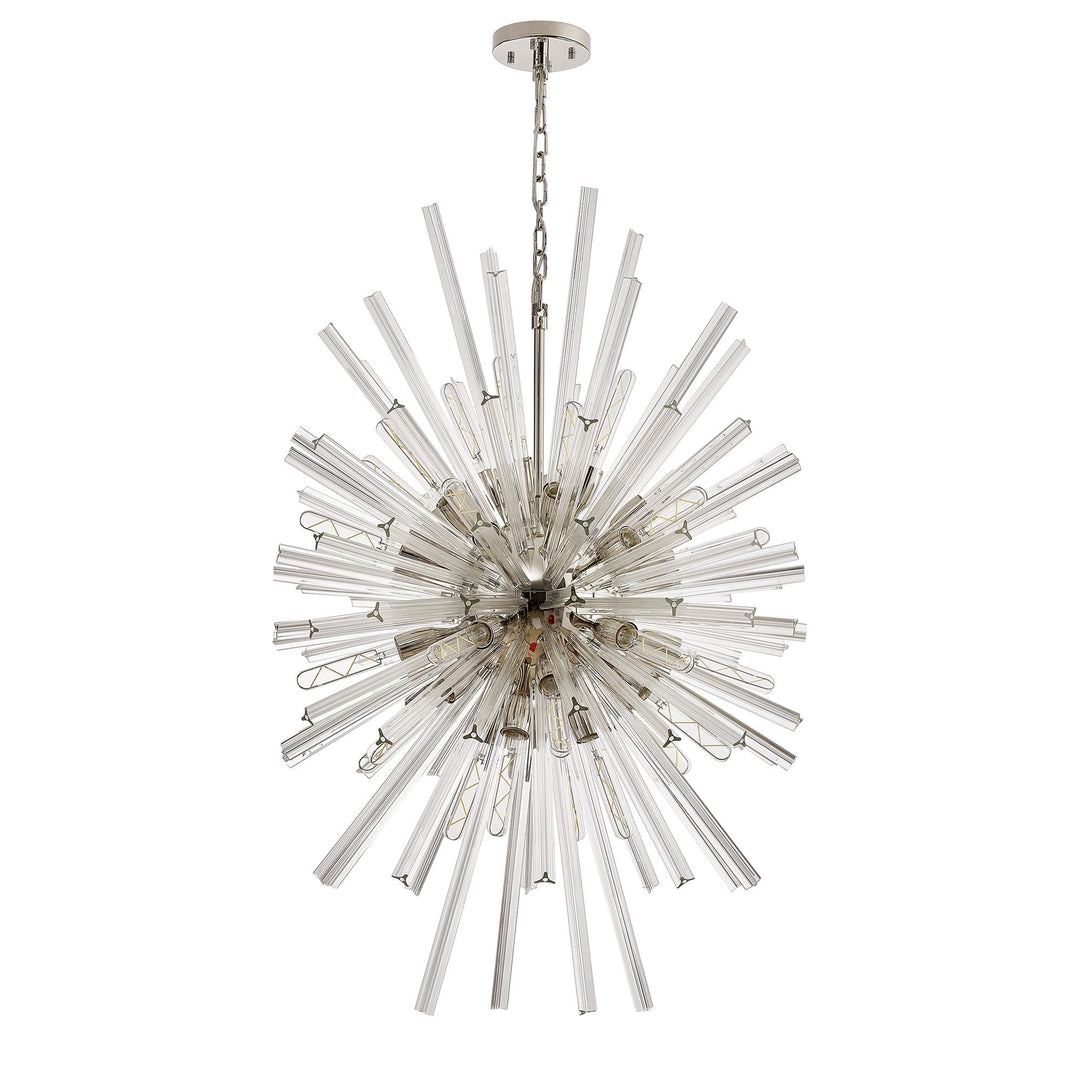 Nelson Lighting NL87599 Clover 32 Light Oval Pendant Polished Nickel Clear