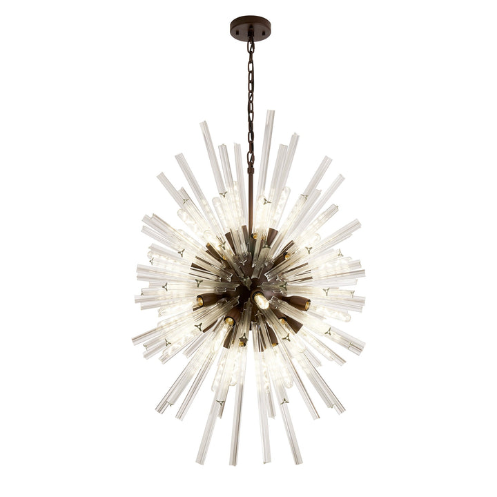 Nelson Lighting NL87629 Clover 32 Light Oval Pendant Brown Oxide Clear