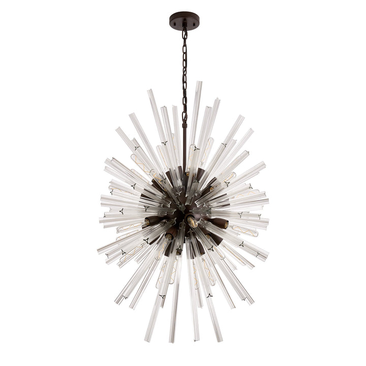 Nelson Lighting NL87629 Clover 32 Light Oval Pendant Brown Oxide Clear