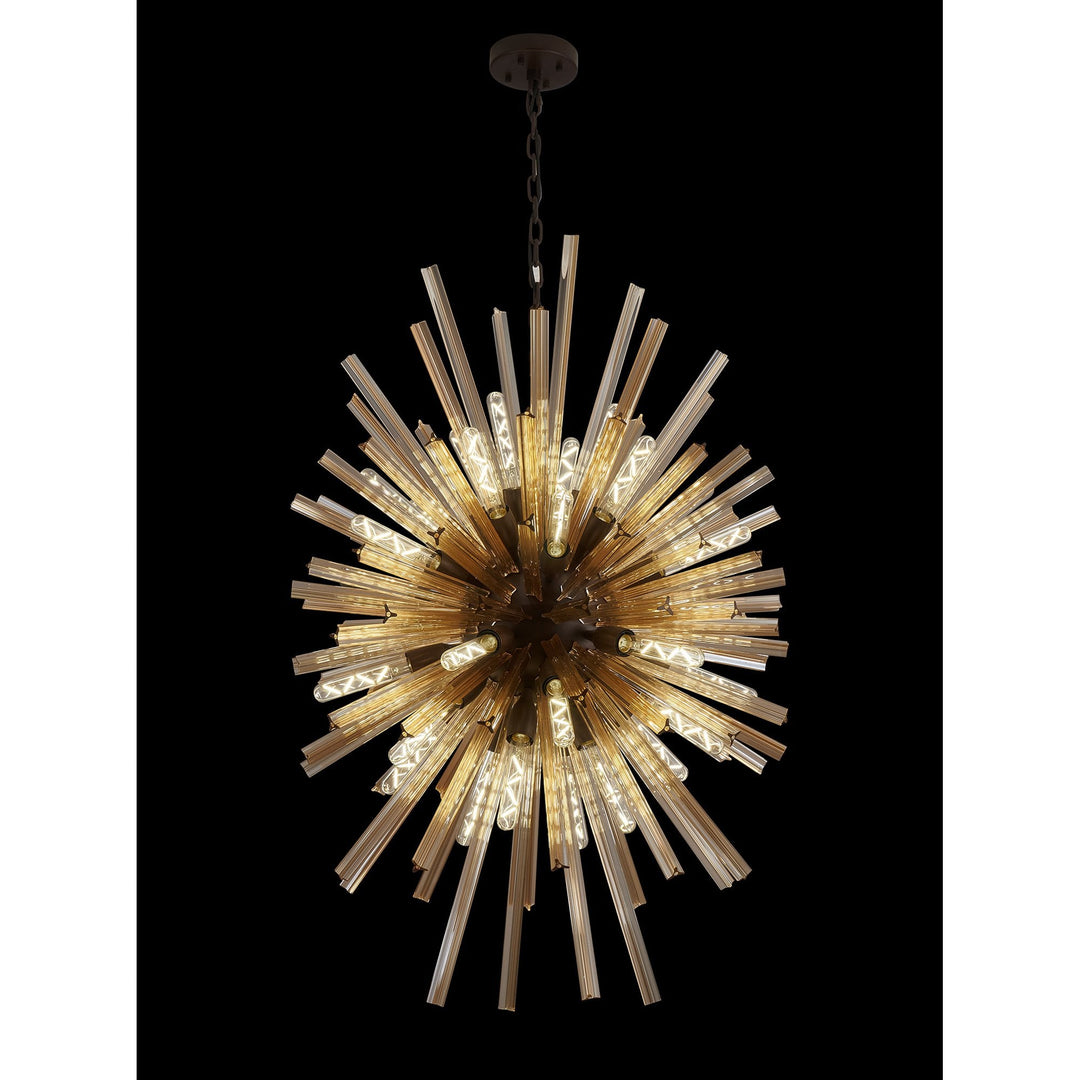 Nelson Lighting NL87649 Clover 32 Light Oval Pendant Brown Oxide Champagne Gold