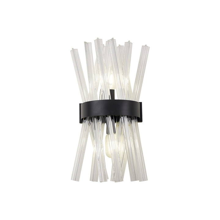 Nelson Lighting NL88129 | Clover 2-Light Wall Fixture | Matt Black & Clear Glass