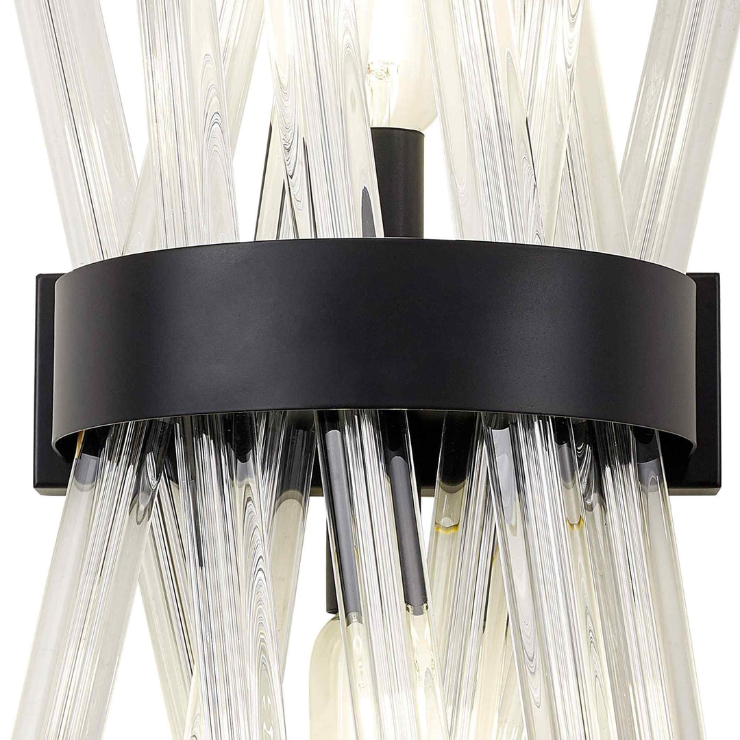 Nelson Lighting NL88129 | Clover 2-Light Wall Fixture | Matt Black & Clear Glass