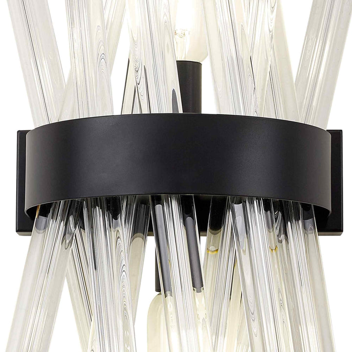 Nelson Lighting NL88129 | Clover 2-Light Wall Fixture | Matt Black & Clear Glass