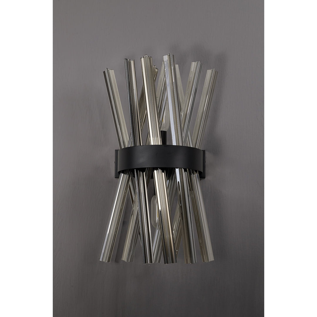 Nelson Lighting NL88139 Clover 2 Light Wall Light Matt Black Smoked