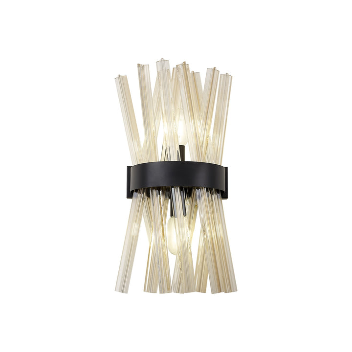 Nelson Lighting NL88149 Clover 2 Light Wall Light Matt Black Champagne Gold