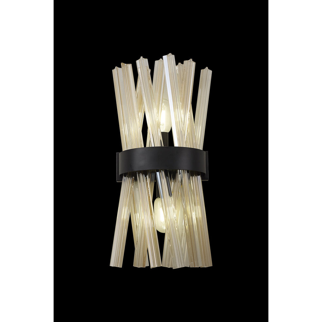 Nelson Lighting NL88149 Clover 2 Light Wall Light Matt Black Champagne Gold