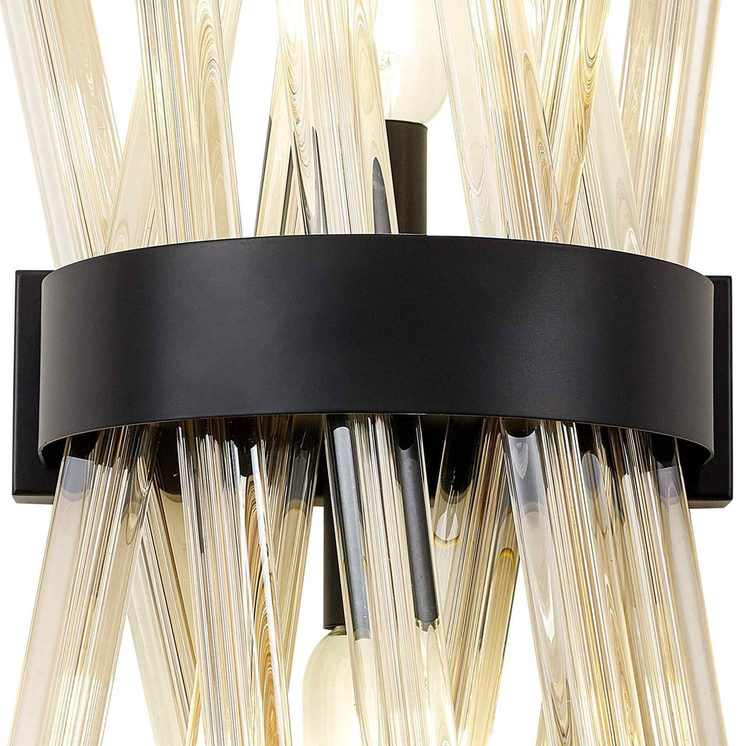 Nelson Lighting NL88149 Clover 2 Light Wall Light Matt Black Champagne Gold