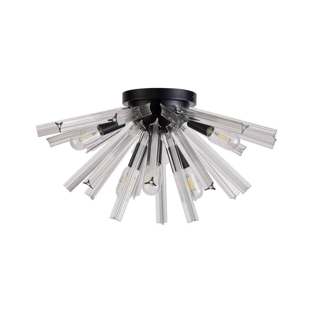 Nelson Lighting NL88159 Clover 6 Light Ceiling Light Matt Black Clear