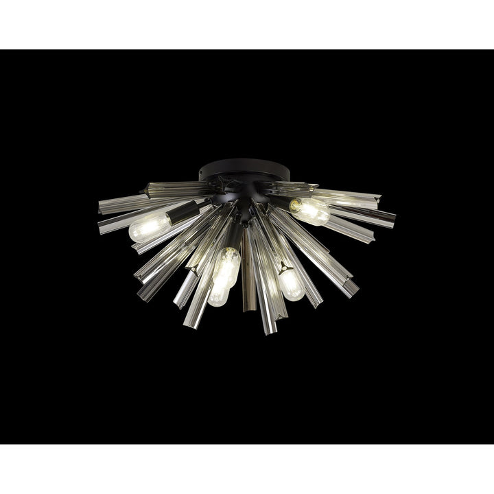 Nelson Lighting NL88169 Clover 6 Light Ceiling Light Matt Black Smoke