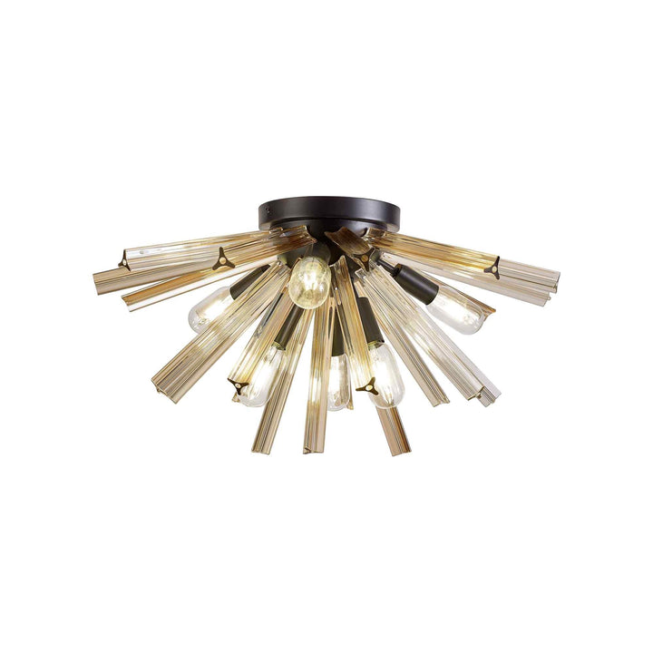 Nelson Lighting NL88179 Clover 6 Light Ceiling Light Matt Black Champagne Gold