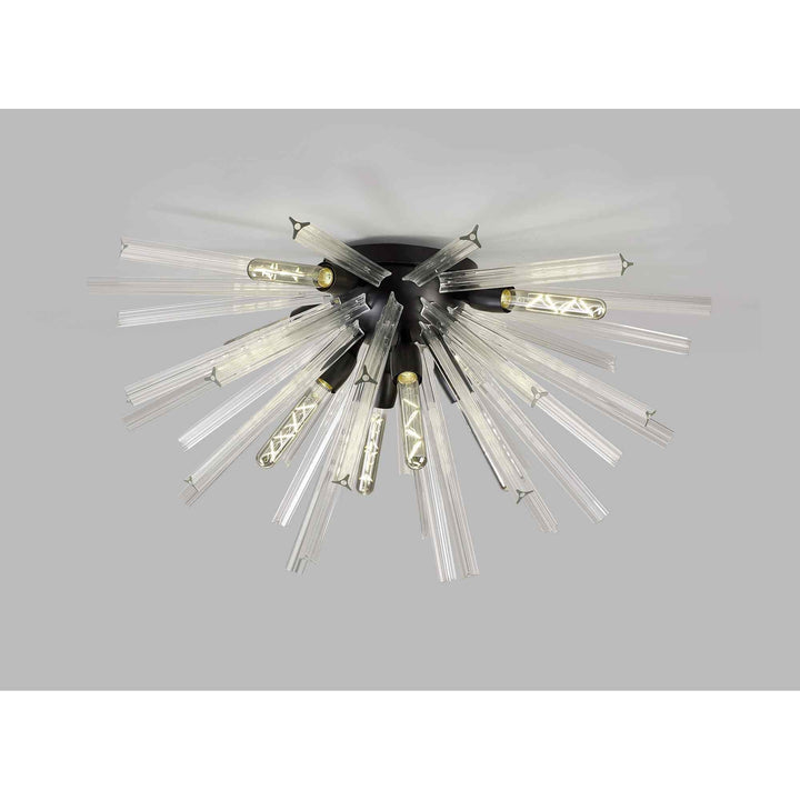 Nelson Lighting NL88189 Clover 8 Light Ceiling Light Matt Black Clear